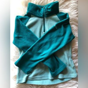 Columbia green turquoise blue zip turtleneck fleece sweater ski top